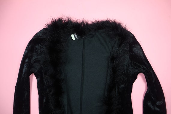 Velvet Rave Y2K Feather Trim 1990's Vintage Robe