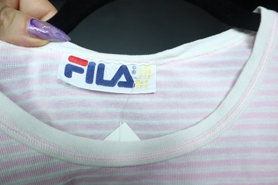 Pink Stripes Fila 1980's Vintage Tank Top - image 3