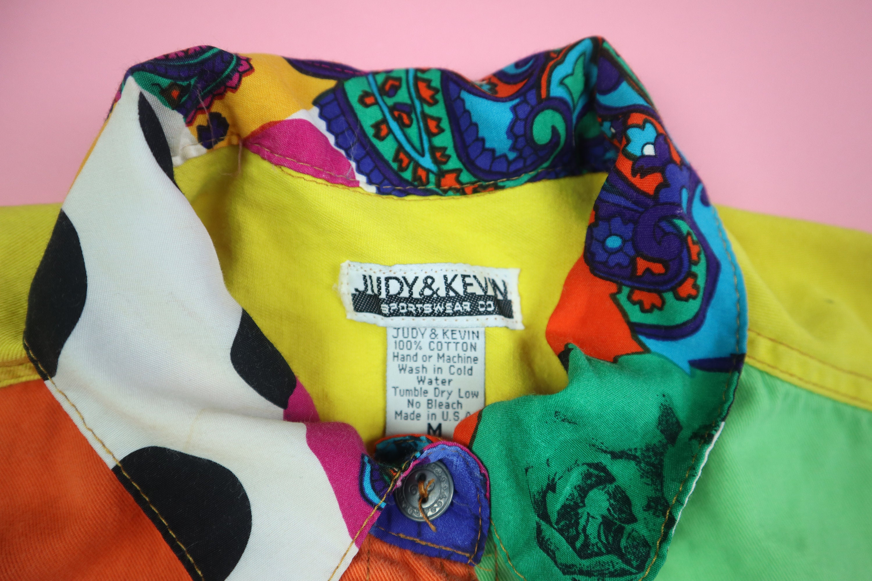 Colorful Color Block 1990's Vintage Button Up Shirt