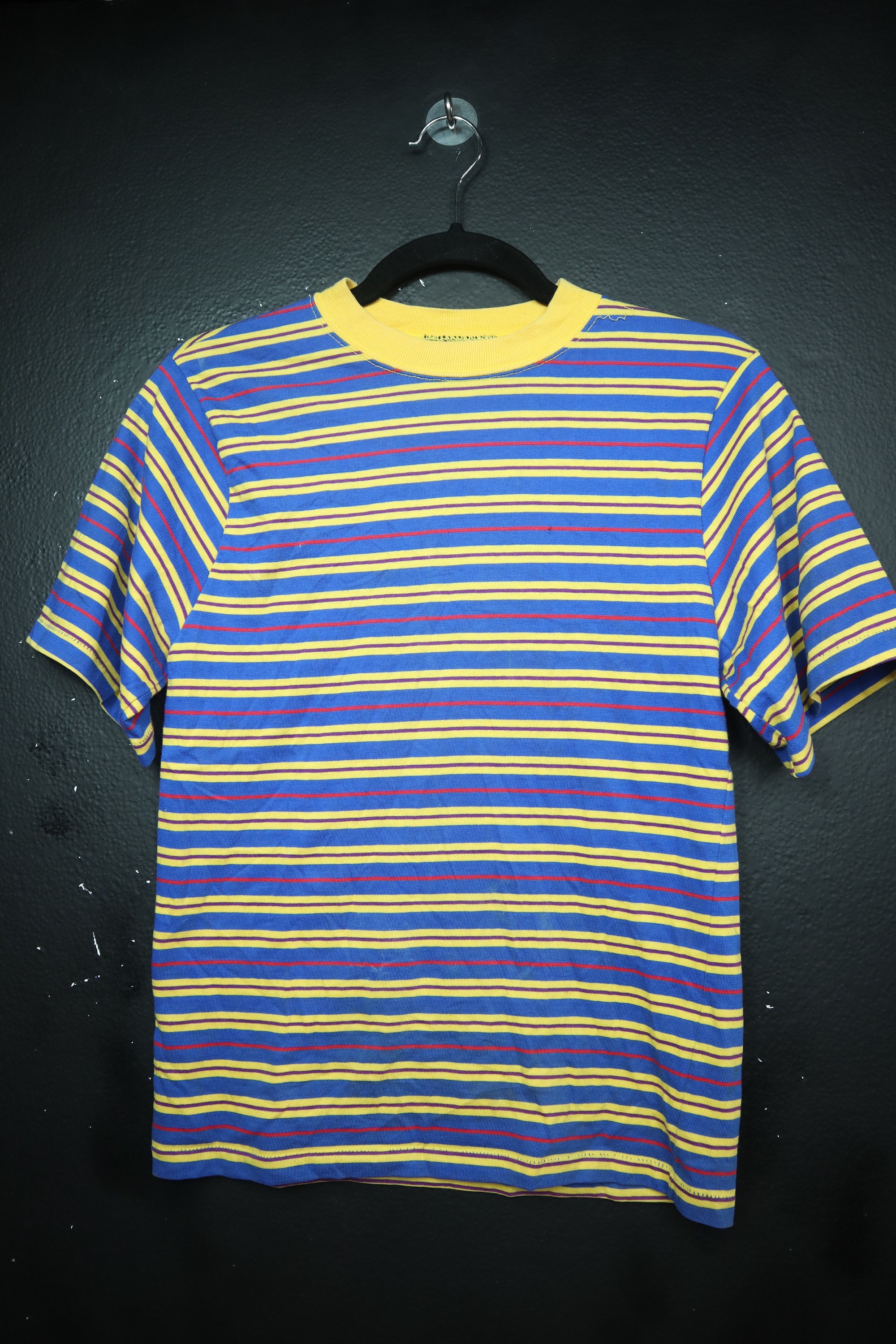 red and yellow striped t shirt