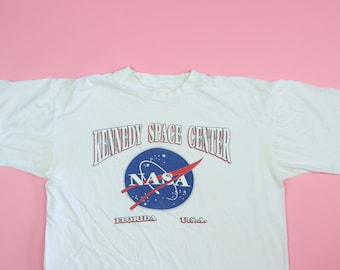 NASA Kennedy Centro Espacial Florida 1990s Camiseta Vintage