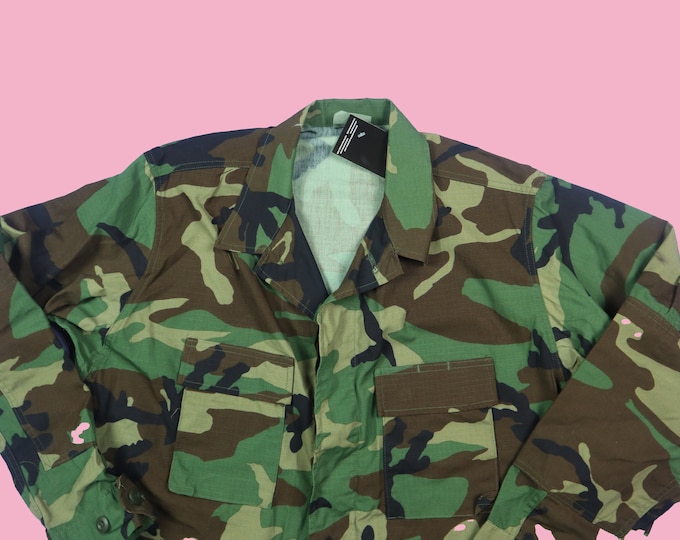 Vintage Camouflage Army Jacket Cargo Pocket 1990s