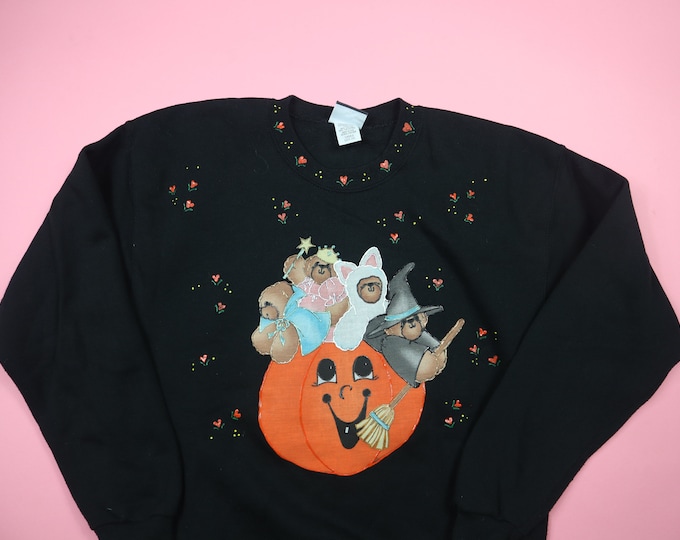 Cute Bears in Pumpkin Halloween 1990's Vintage Sweatshirt