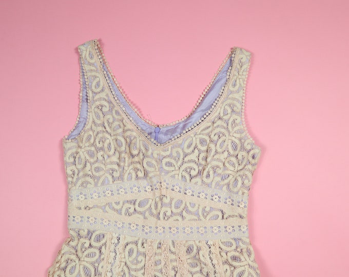 Pink Purple Floral Lace Vintage Dress