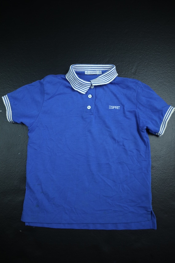 ESPRIT blue stripe kids 1990s polo tshirt