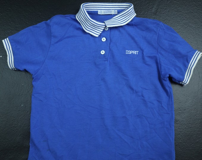 ESPRIT blue stripe kids 1990s polo tshirt