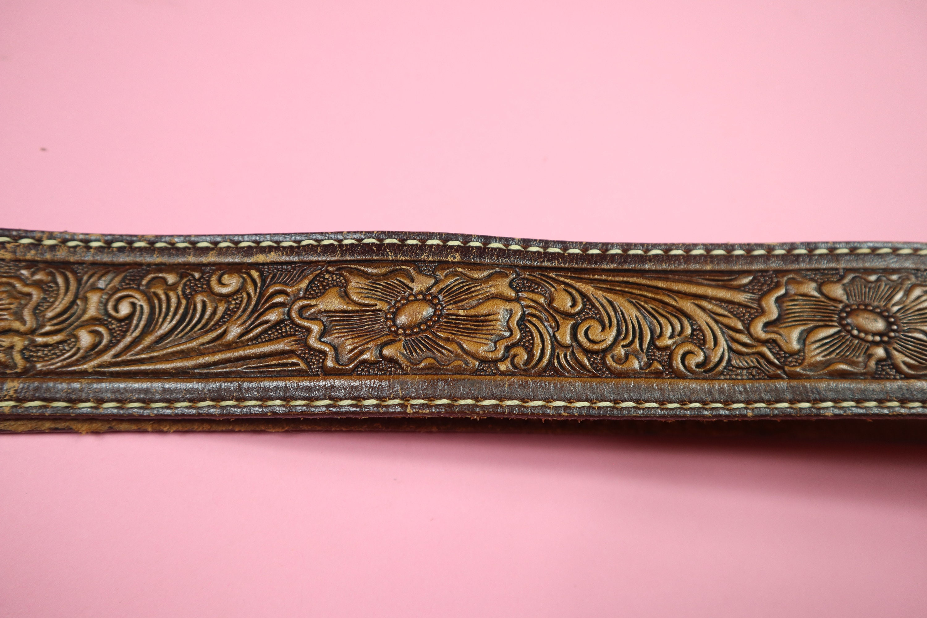 Big Belt Buckle Cowboy Leather Vintage Belt