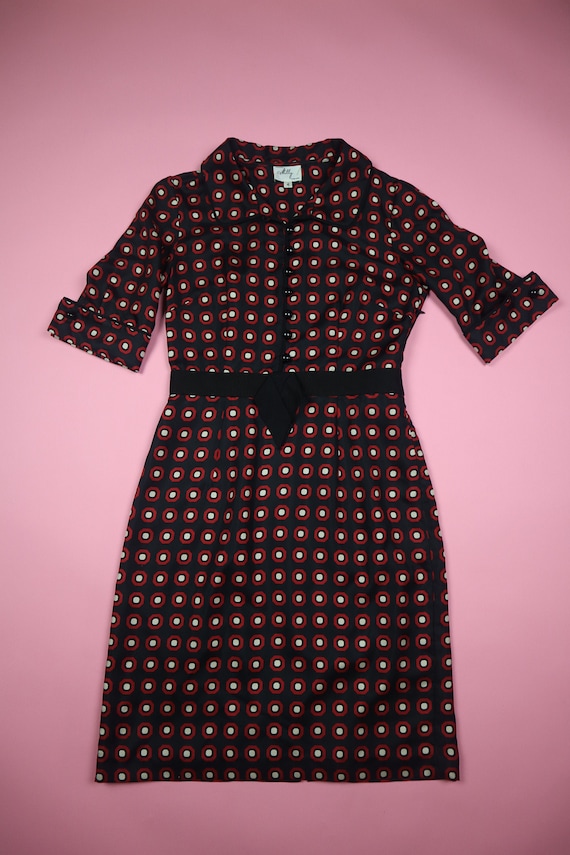 Milly of New York vintage Dress with red & navy pa
