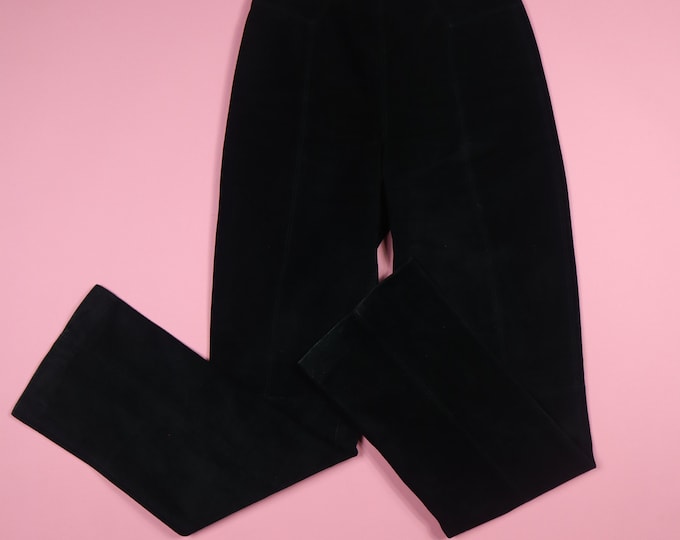 Michael Hoban North Beach Leather Black Suede High Waist Vintage Pants