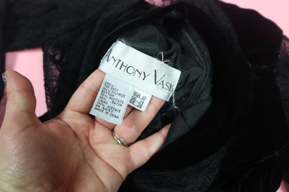 Anthony Vask Lace & Velvet 1990's Vintage Dress - image 6