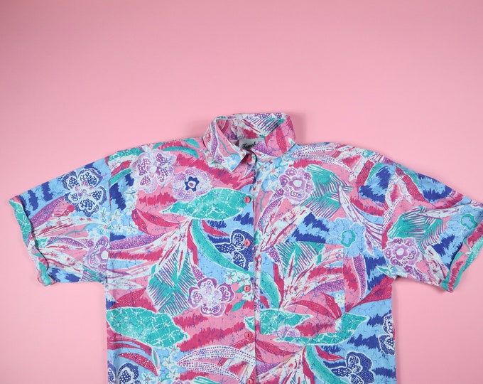 Touche LA Floral Hawaiian 1990's Vintage Button Up Shirt