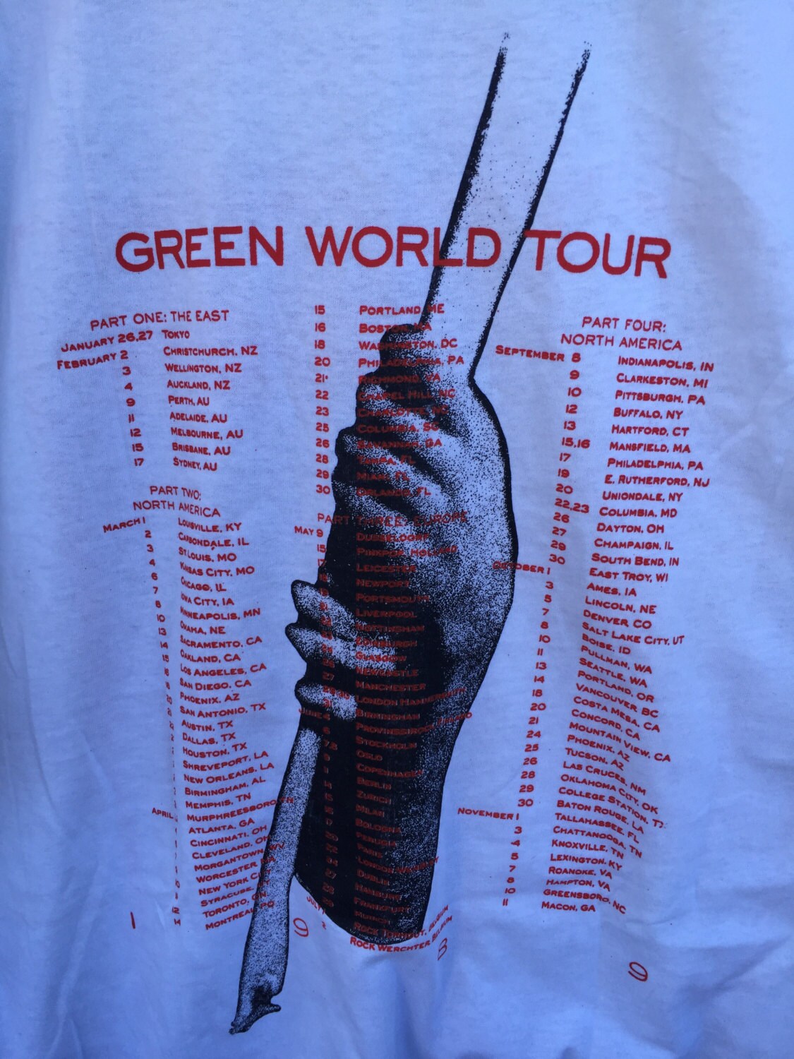 REM Deadstock Green World Tour 1989 vintage Tshirt