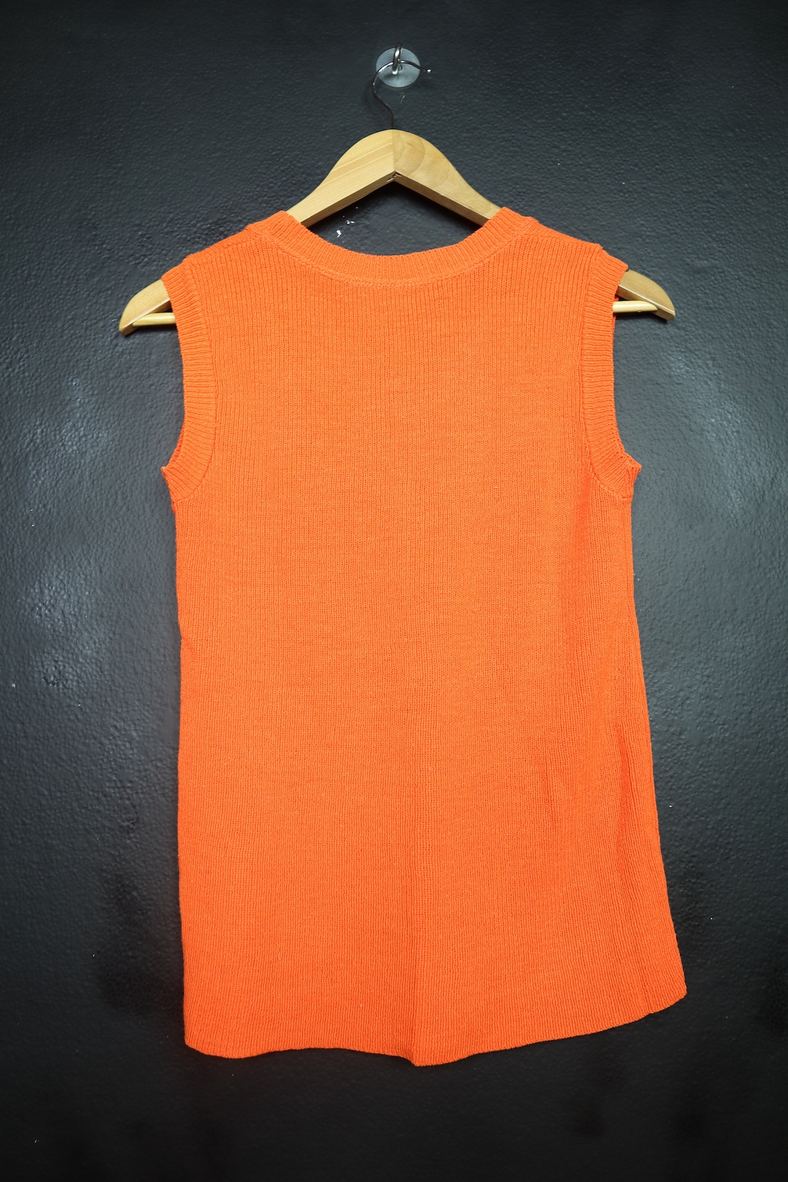 Orange Knit Vintage Sleeveless Top Etsy