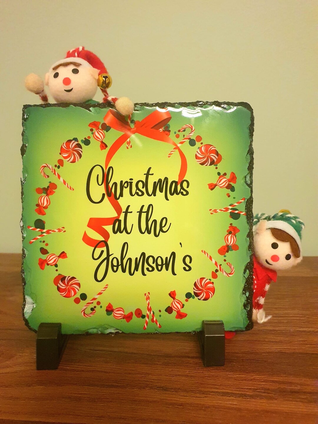 Personalised Christmas Slate Surname Christmas Plaque Etsy UK