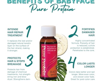 Babyface Pure Protein Concentrate for Hair Mask, Damage Repair, Thinning hair, Chemo Regrow, Bleached Hair, Heat Treatment, Filler, 1.0 oz.
