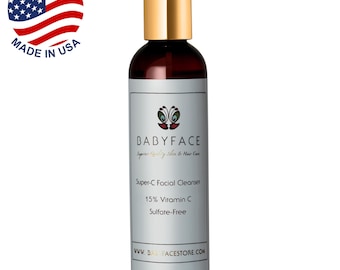 Babyface Super-C 15% Vitamin C Cleansing Gel Facial Wash Cleanser, Anti Aging, Sulfate Free, 4.4 oz.