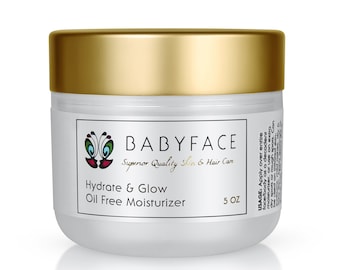 Babyface Hydrate and Glow OIL FREE Gel Moisturizer for Acne Prone Skin, B5 & Hyaluronic Acid, 5 oz.