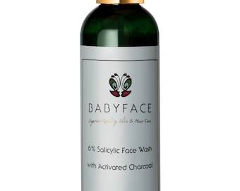 Babyface 6% Salicylic & Activated Charcoal Face Wash Cleanser, Acne Prone Skin, Large Pores, Sensitive Skin, 4.4 oz.