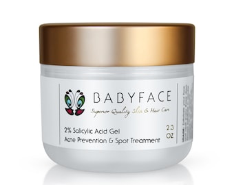 Bye-Bye Acne! Babyface Organic 2% Salicylic Acid Gel Acne & Blackhead Remover Spot Treatment, 2.3 oz.