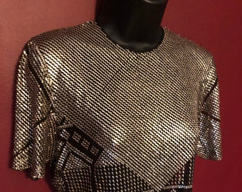 VINTAGE Egyptian Assuit Solid Silver Top /Blouse  Egyptian Revival 1930  Gatsby/Peaky/Flapper/ Jazz Age