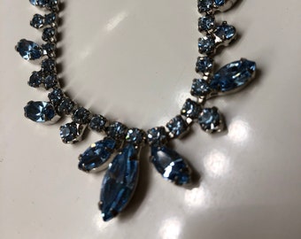 Aquamarine Crystal Vintage 1960's Necklace  Cabaret/Wedding/Evening wear