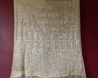 Phenomenal HEAVY Vintage Egyptian  ASSUIT Wedding Shawl 1930's