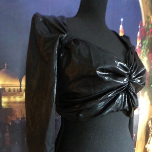 Black FAUX Leather looking Full Choli Top Bellydance Stretch full bra cover XL Custom Designed COSPLAY Bellydance Choli