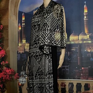 Palace Caravan VINTAGE Egyptisk Assuit Mästerverk NYSK samlare/Museumstycke Sjal Bred/Lång Tung Antik Magdans Assuit