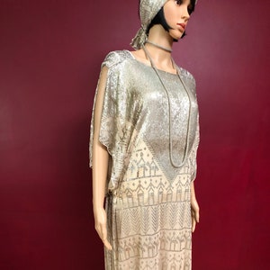Authentic 1920&#39;s Vintage HEAVY HEAVY Assuit Egyptian Dress SILVER   Flapper/Abbey/Gatsby/Wedding Vintage/Bellydance Stunning