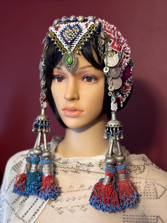 Afghani Kuchi Choker Headdress Jewelry Forehead Band Vintage Festival Afghan Kuchi Medallion Headpiece – Boho Festival Jewelry  main image 4