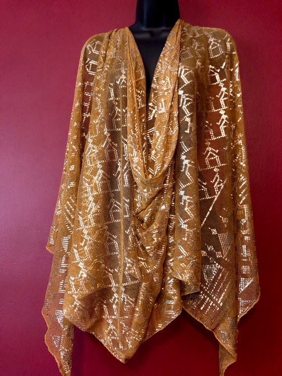 Saffron Vintage Egyptian Bridal Assuit Shawl 1930