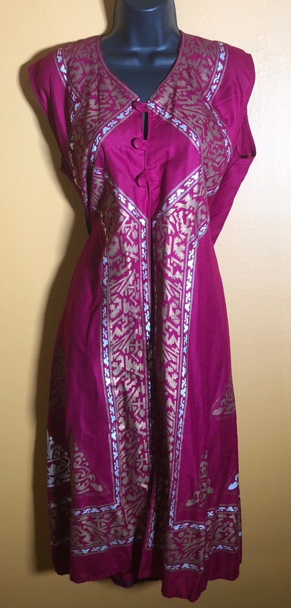 Vintage Persian Sleeveless Cover up Magenta with