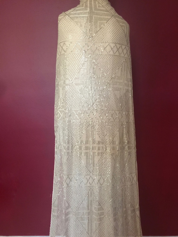 Cream Art Deco Vintage Egyptian Assuit Piano Shawl 19… Gem