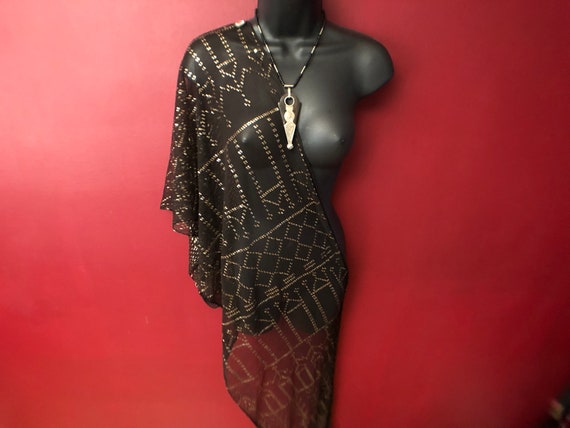 Drk Brwn/Black Egyptian Vintage Assuit Shawl with… - image 1