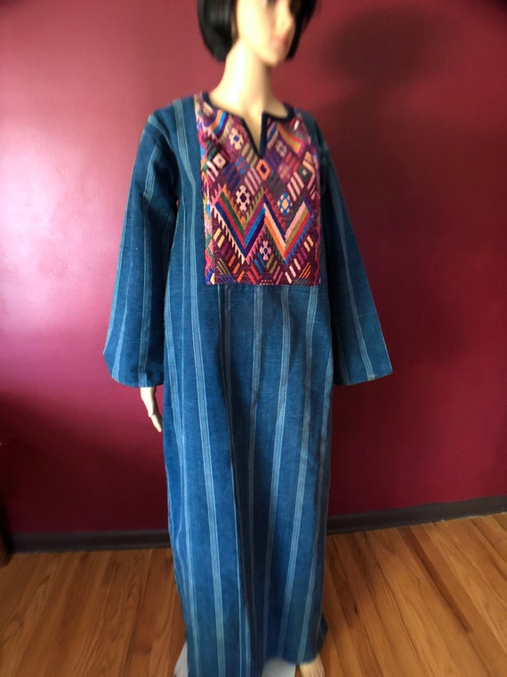 VINTAGE HEAVY Authentic  Indigo embroidered Arabic