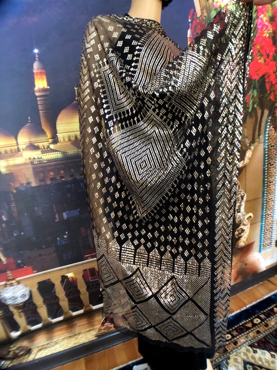 Seven Diamond Heavy Vintage Egyptian Assuit Shawl… - image 5