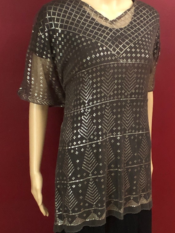 Brown/Silver Vintage Egyptian Assuit Tunic  1920's  Bellydance/Flapper/Gatsby/Abbey/ Egyptian Revival/ Egyptian Caftan