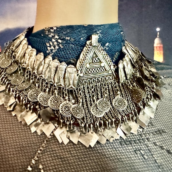 Afghani Wedding Hazara Silver Head Adornment Deluxe Vintage Headpiece Tribal Bellydance  ATS/FCBD/ Tribal Fusion/  Burningman/Ethnic Vintage