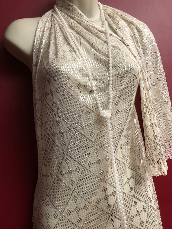 1920 Egyptian Vintage Wedding White Assuit Shawl X