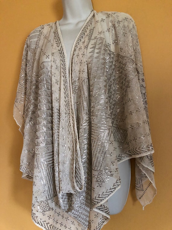 17 Lucent Diamond Egyptian Vintage Assuit Wedding Shawl Silver  STUNNING 1930's Egyptian Revival/Heavy assuit silver