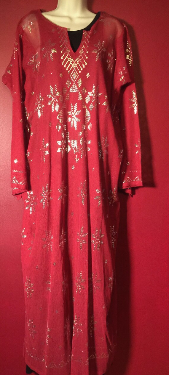 Deep Red Egyptian Assuit with Silver Dress/Galabey