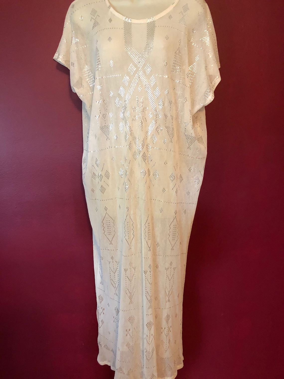 Sleeveless White Egyptian Dress/Tunic/galabeya with Bright Etsy