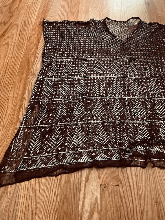 Brown/Silver Vintage Egyptian Assuit Tunic  1920's  Bellydance/Flapper/Gatsby/Abbey/ Egyptian Revival/ Egyptian Caftan View 5