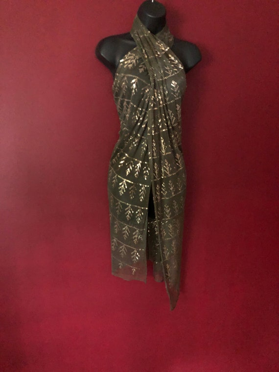 Smoked Sage Vintage 1910 Egyptian Assuit Shawl