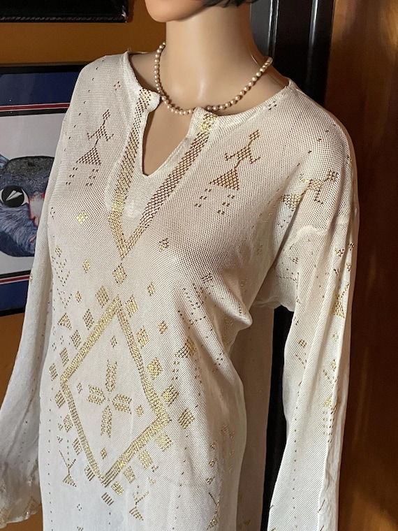 white and gold egyptian dresses 1920s White Geometric Egyptian Gown