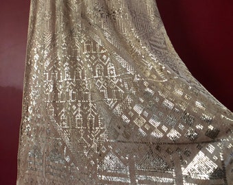 Heavy Egyptian Silver Vintage Assuit Wedding Shawl  Bellydance Assuit  Antique assuit XL and wide! Egyptian Revival/Flapper/Gatsby