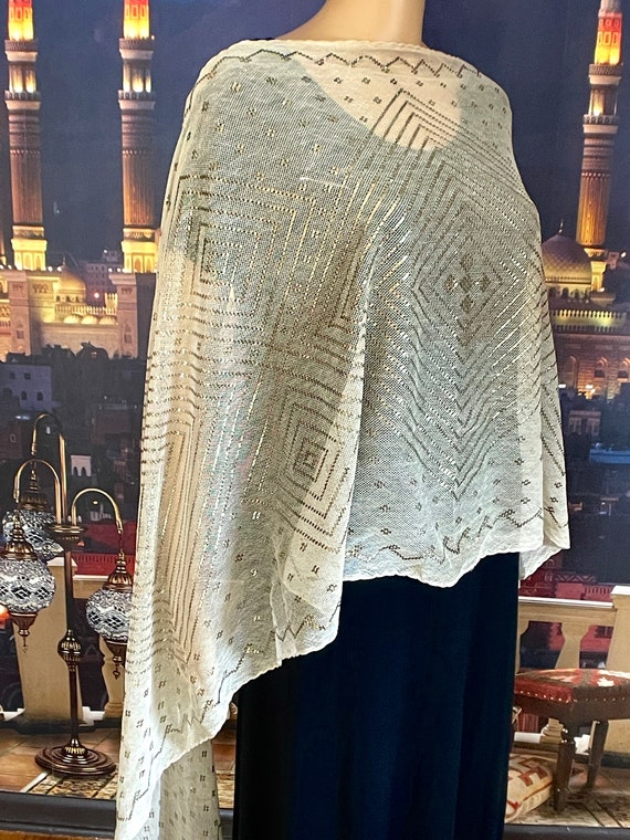 GOLDEN Diamonds Cream 1920's Shawl  Bellydance Cov