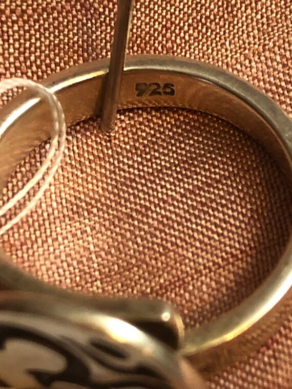 OM/AUM  .925   Handmade Solid Silver Ring size 5 … - image 7