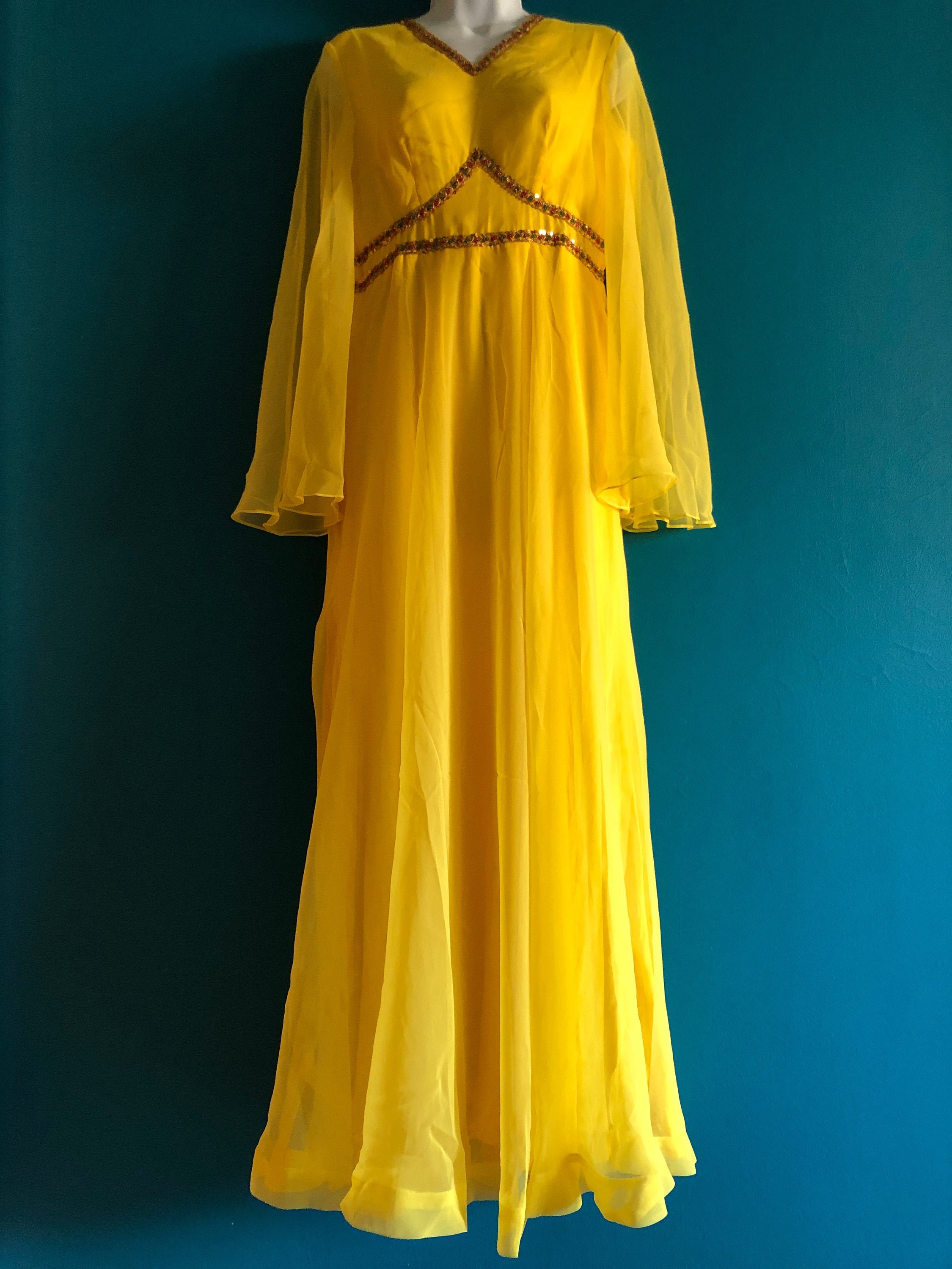 Yellow Chiffon Dress | ShopStyle