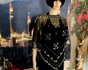 Black GOLD Egyptian assuit hip scarf/ scarf/headscarf/shoulder wrap  Bellydance assuit  Zumba  Egyptian revival Art Deco ASSUIT